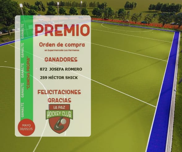 La Paz Hockey Club informa los ganadores del sorteo del bono “Cancha Propia” (12/6/2025)
